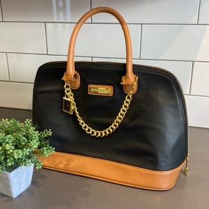 Joy & Iman Jet Black & Saddle brown Leather Purse